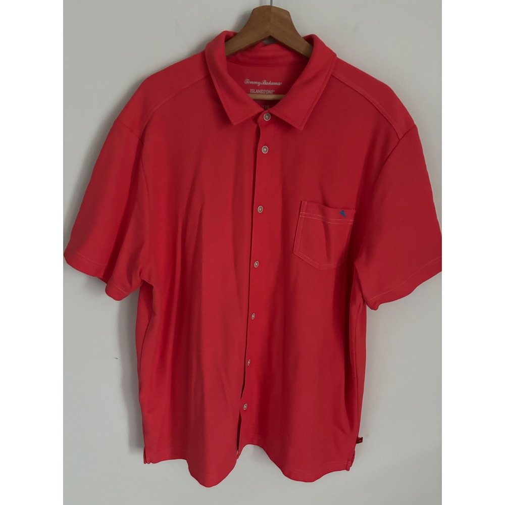 Tommy Bahama IslandZone Mens XXL coral Supima Cotton Short Sleeve Shirt